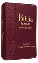 Biblia Hiper Gigante Plus Luxo Vinho Com Harpa e Corinhos Edi��o de Promessas