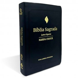 B�blia Com Harpa Crist� Luxo Letra Gigante Preta NAA