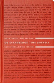 Os Evangelhos, Edi��o Bil�ngue, Portugu�s/Ingl�s, NVI/NIV, palavras de Jesus em azul  Capa Vermelho