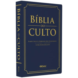 Biblia Do Culto Luxo Azul Letra Extra Gigante com Harpa Com Indice