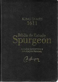 B�blia De Estudo Spurgeon BKJ 1611 Couro Legitimo Preto