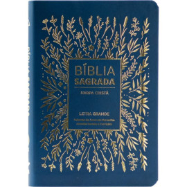 B�blia Grande Harpa Crist� Luxo Letra Grande Floral Azul