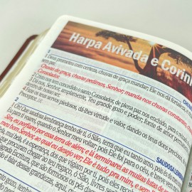 B�blia Letra Hipergigante Arc Full Color Pu Luxo Com Harpa Com �ndice Marrom Cruz