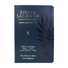 B�blia Letras Extra Gigante Texto Colorido Palavras De Consolo Em Azul Profecia Em Verde  Com Harpa 774 - Azul �guia