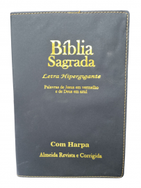 B�blia Hiper Gigante Com Harpa 774 Lateral Dourada Palavras de Jesus em Vermelho e Deus em Azul