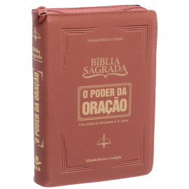 B�blia O Poder da Ora��o ARC Letra Normal Capa com Ziper Caramelo