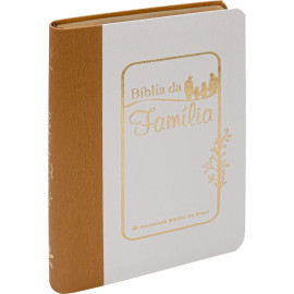 B�blia da Fam�lia Couro sint�tico Bicolor Branco e Caramelo