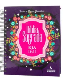 B�blia Sagrada KJA 1611 - Espiral Roxa Floral Texto Colorido