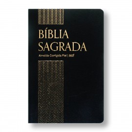 Biblia ACF Semi Luxo Preta faixa dourada - Geografica