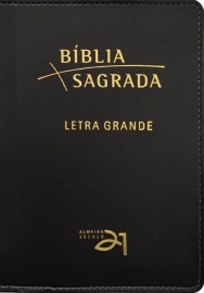 B�blia S�culo 21 Letra grande luxo - couro simulado preto - �ndice