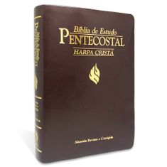Biblia pentecostal media com harpa Marrom