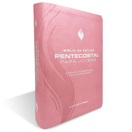 B�blia de Estudo Pentecostal Luxo para Jovens M�dia Rosa