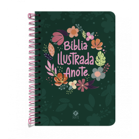 B�blia Ilustrada Anote NVT espiral - Cores e Flores