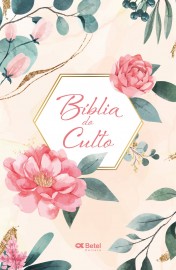 Bblia Do Culto Letra Gigante Floral Rosa com Harpa Capa Flexvel