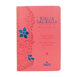 B�blia Letras Extra Gigante Texto Colorido Palavras De Consolo Em Azul Profecia Em Verde - Rosa Flor Azul