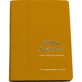 B�blia Slim  Couro Leg�timo Colors Acafrao