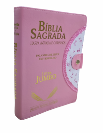 Bíblia Jumbo Luxo Botão Com Harpa Lateral Artistica RC cpp