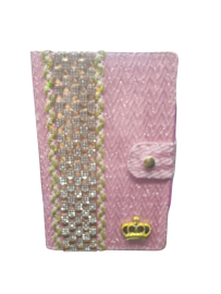 B�blia Letra Hiper Gigante Rosa Pedraria Lateral Dourada Com Caneta