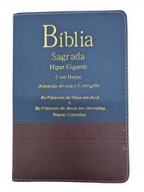 Biblia Hiper Gigante Com Harpa Luxo Bicolor Full Collor CPP
