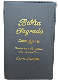 Bblia Letra Gigante Econmica  Luxo Com Harpa Lateral Pintada