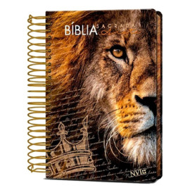 Biblia Anote Nvi Le�o Preta Espiral  Coroa