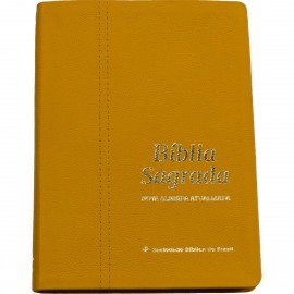 B�blia Slim  Couro Leg�timo Colors Acafrao