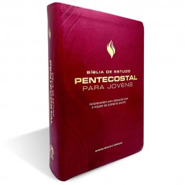 B�blia de Estudo Pentecostal Luxo para Jovens M�dia Vinho 
