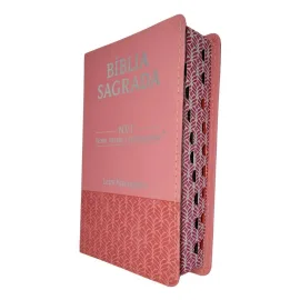 B�blia NVI hipergigante � PU Luxo � rosa com indice