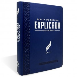 B�blia de Estudo Explicada M�dia Luxo Azul Com Dicionario