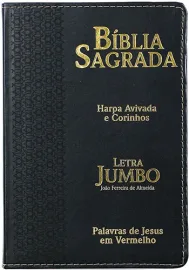 B�blia Letra Jumbo Capa PU Luxo Peixinho Preto 