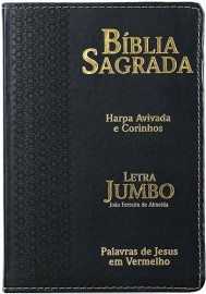 B�blia Letra Jumbo Capa PU Luxo Peixinho Preto 