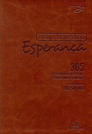 B�blia de Estudo Esperan�a Marrom - Capa Couro Simulado