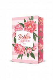 Biblia Do Culto Rosa floral  Extra Gigante com Harpa