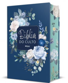 Biblia Do Culto Azul floral  Extra Gigante com Harpa