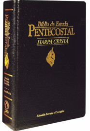 B�blia de Estudo Pentecostal Media Com  Harpa Preta Luxo