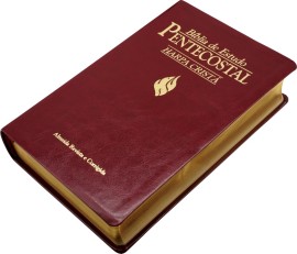 B�blia Estudo Pentecostal Media Com Harpa Vinho Luxo