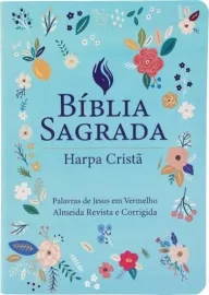 B�blia Com Harpa Crist� Luxo Letra Grande Azul Claro