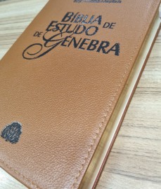 Biblia  Estudo De Genebra Marrom Couro Legitimo luxo