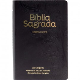 B�blia Letra Gigante, Luxo Edi��o com Letras Vermelhas e Harpa Crist� Preta