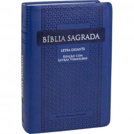 Bblia Sagrada Letra Gigante luxo azul Com Indice