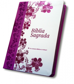 B�blia letra Grande Luxo Branco e Orqu�dea
