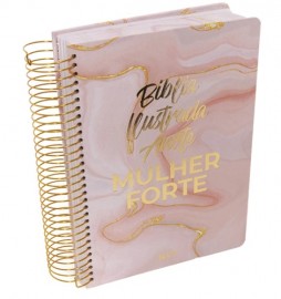 Biblia Nvt Ilustrada Anote Mulher Forte - M�rmore Rosa