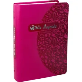 B�blia Sagrada Letra Grande Luxo rosa Pink