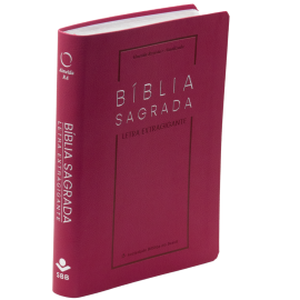Biblia Luxo Letra Extra Gigante Palavras de Jesus em Vermelho Pink