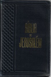 Bíblia De Jerusalém Media Luxo Azul Lateral Dourada Couro Sintético