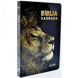 Biblia Nvi Le�o Preto Dourado Capa Dura 