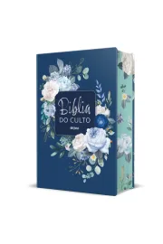 Biblia Do Culto Azul floral  Extra Gigante com Harpa