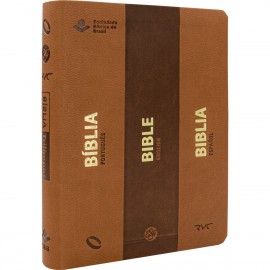 Bblia Trilngue - NAA Marrom Luxo