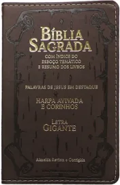 B�blia Letra Grande Capa PU Luxo marrom