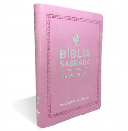 B�blia com Harpa Crist� Slim Luxo Rosa Claro CPAD